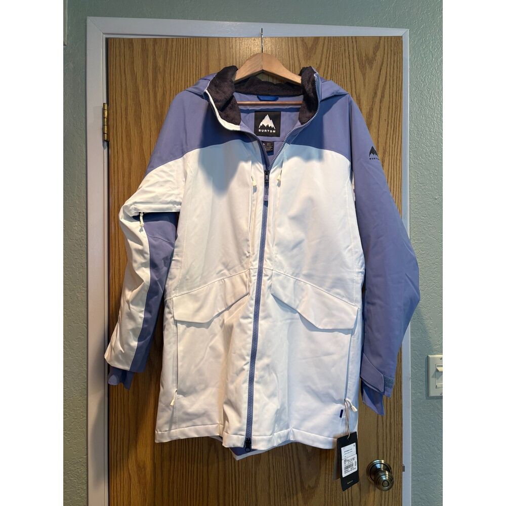 Burton Prowess Snowboard Jacket Women's size L NWT White and Blue